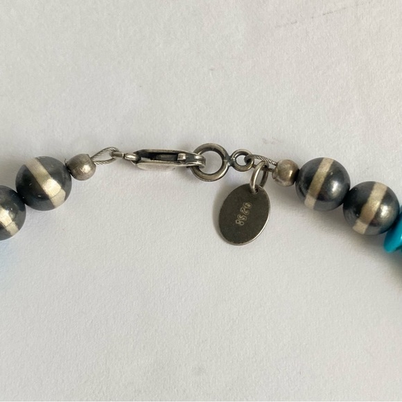 Turquoise Nugget Bracelet Sterling Silver Desert Pearl Sleeping Beauty Stone 7.5 - Picture 6 of 10